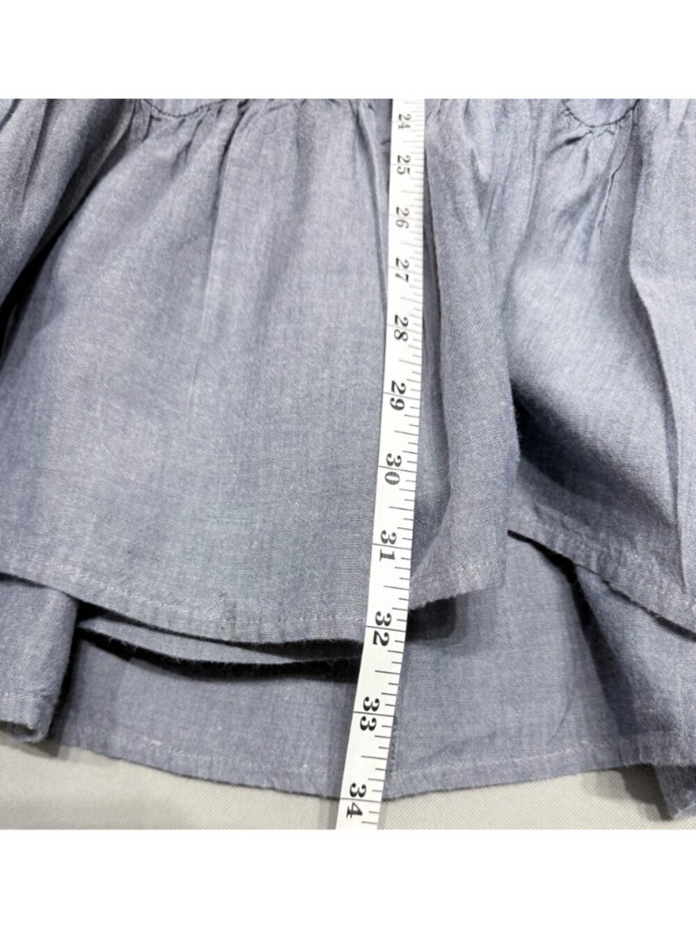 Free People Women’s Blue Ruffled Chambray Tunic Dress L Boho Style - Picture 5 of 9